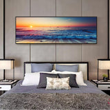 Sunset Symphony – Beach Horizon Framed Wall Art (50x150cm)