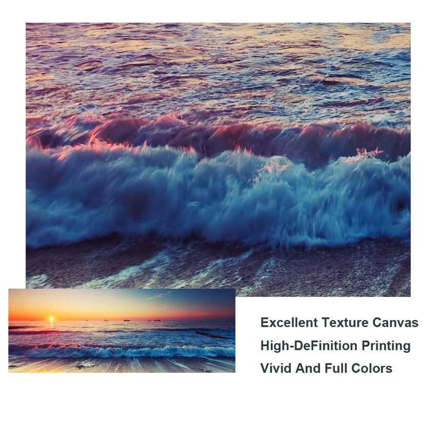 Sunset Symphony – Beach Horizon Framed Wall Art (50x150cm)