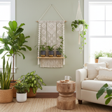 Macrame Wooden Floating Shelf Wall Hanging Planter