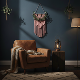 Handmade Macrame Wall Hanging with Tassels - Pink