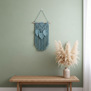 Handmade Macrame Wall Hanging with Tassels - Blue