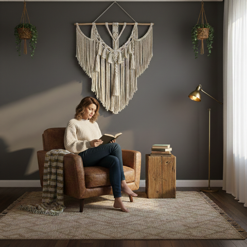 Extra Large Handmade Bohemian Macrame Tassel Wall Hanging