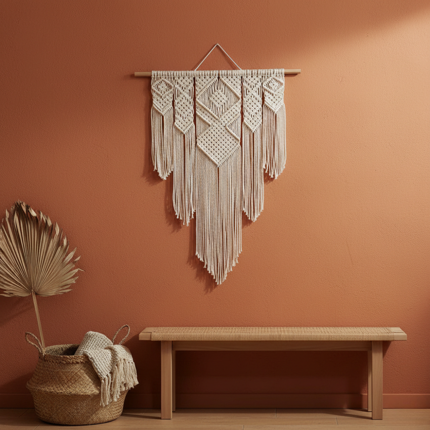 Large Handwoven Boho Macrame Wall Hanging Art Tapestry