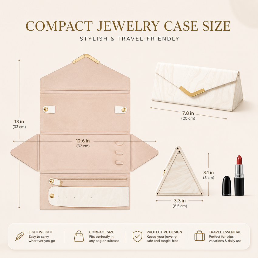 Luxury Travel Jewellery Organizer Case – Compact Foldable Jewellery Storage Pouch for Rings, Earrings & Necklaces