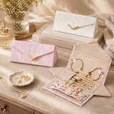 Luxury Travel Jewellery Organizer Case – Compact Foldable Jewellery Storage Pouch for Rings, Earrings & Necklaces