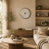 Luxury Seashell-Inspired Wall Clock – 36cm Gold & Abalone Decorative Timepiece