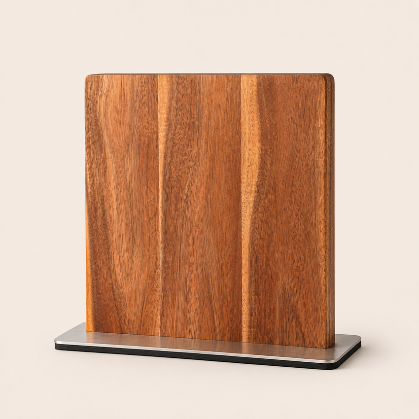 MagnaCraft Acacia Magnetic Knife Block – Double-Sided Knife Holder Stand