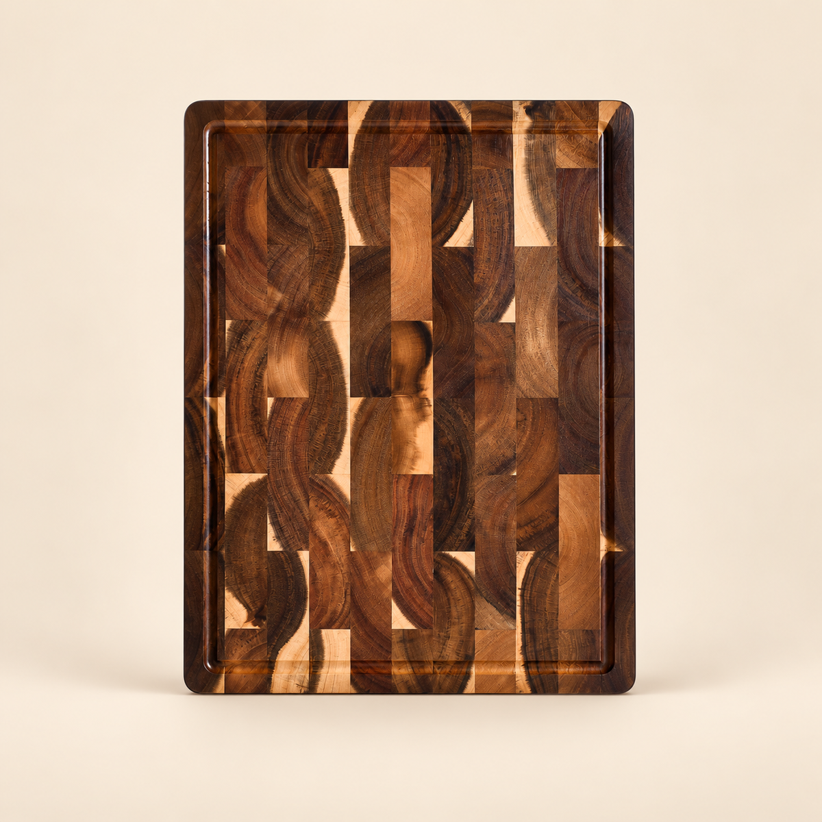 Premium Acacia Wood Chopping Board with Juice Groove & Handles