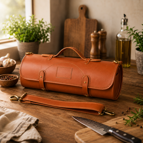 Professional 11-Pocket Chef Knife Roll Bag – Premium Microfiber Leather Culinary Storage Case with Shoulder Strap