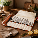 Professional 11-Pocket Chef Knife Roll Bag – Premium Microfiber Leather Culinary Storage Case with Shoulder Strap