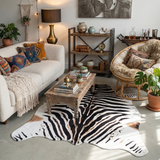 Safari Luxe: Large Faux Zebra Print Suede-Back Rug