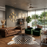 Safari Luxe: Large Faux Zebra Print Suede-Back Rug