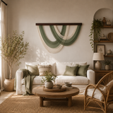 Sage Cascade Fibre Wall Art – Oversized Handwoven Macrame Hanging
