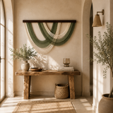 Sage Cascade Fibre Wall Art – Oversized Handwoven Macrame Hanging