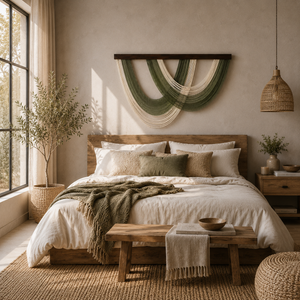 Sage Cascade Fibre Wall Art – Oversized Handwoven Macrame Hanging