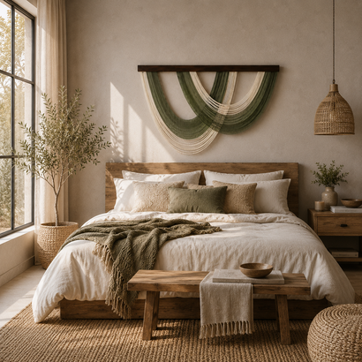 Sage Cascade Fibre Wall Art – Oversized Handwoven Macrame Hanging