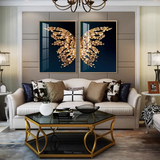 Golden Crystal Butterfly Duo Framed Wall Art