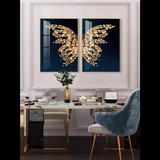 Golden Crystal Butterfly Duo Framed Wall Art