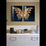 Golden Crystal Butterfly Duo Framed Wall Art