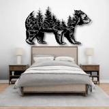 Bear & Forest Silhouette Metal Wall Art