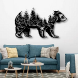 Bear & Forest Silhouette Metal Wall Art
