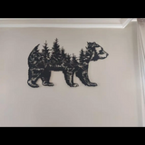 Bear & Forest Silhouette Metal Wall Art
