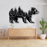 Bear & Forest Silhouette Metal Wall Art