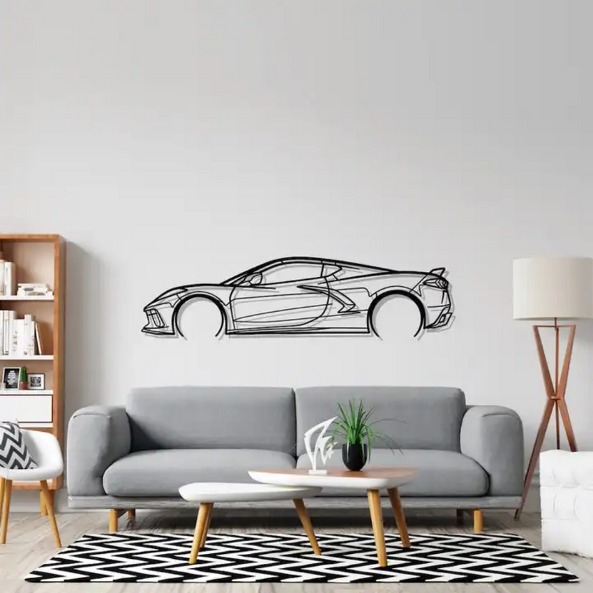 High-Performance Car Silhouette Metal Wall Art