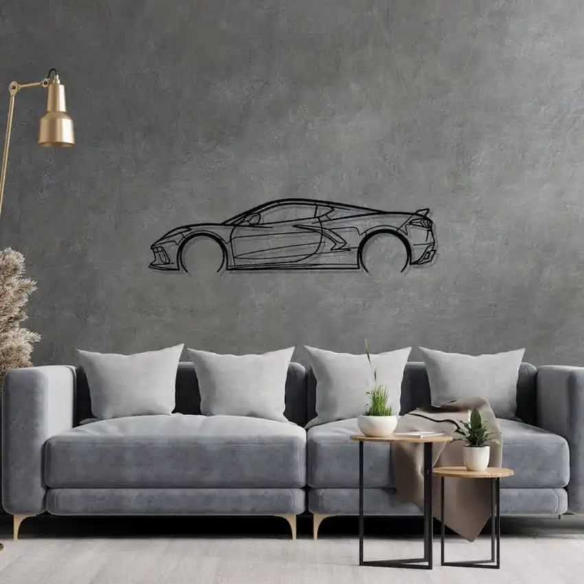 High-Performance Car Silhouette Metal Wall Art