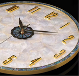 Luxury Seashell-Inspired Wall Clock – 36cm Gold & Abalone Decorative Timepiece