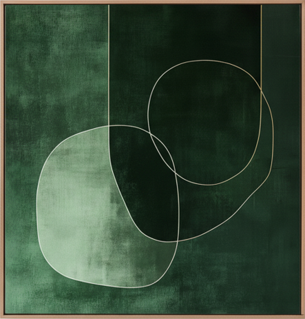 Emerald Balance – Framed Abstract Green Canvas Art