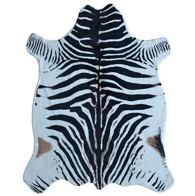Safari Luxe: Large Faux Zebra Print Suede-Back Rug