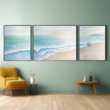 Coastal Calm – Waves and Sands: triptych Handmade Painting