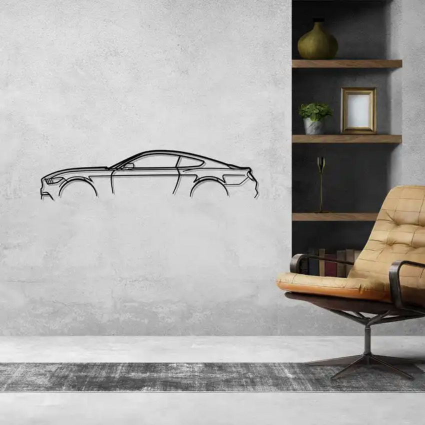 Modern Muscle Car Silhouette Metal Wall Art