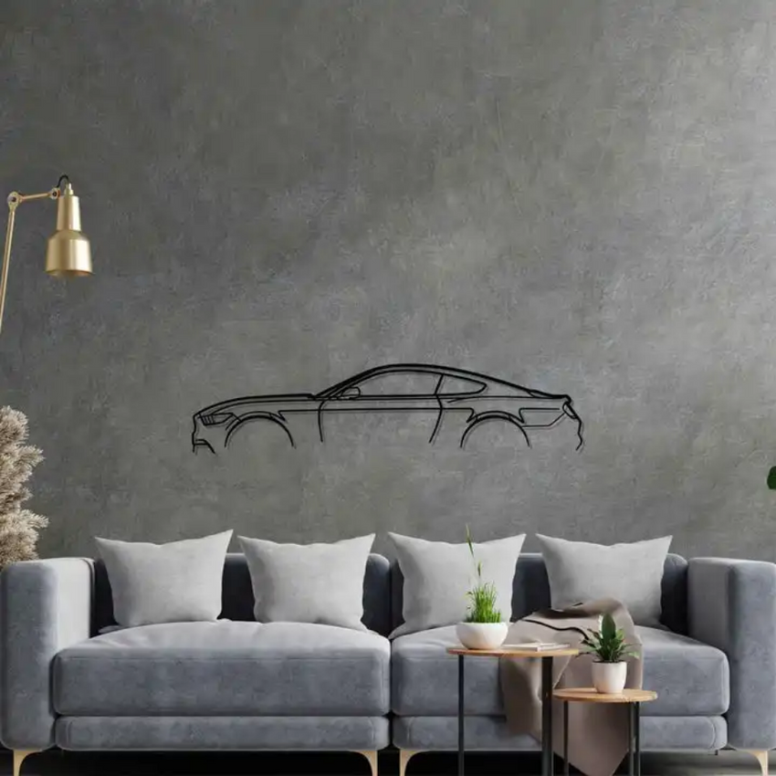 Modern Muscle Car Silhouette Metal Wall Art