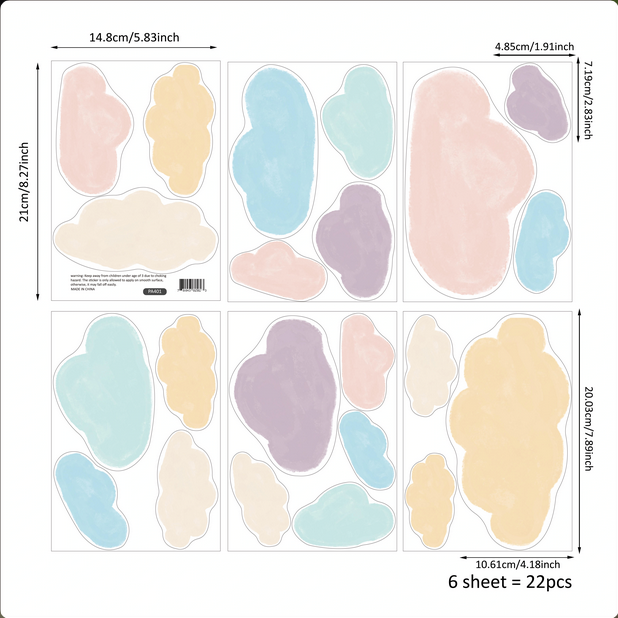Extra Large Fabric Hand Drawn Watercolour Rainbow Wall Sticker