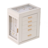 Deluxe 360° Rotating PU Leather Jewellery Box with Mirror – Multi-Layer Drawer & Side Storage Cabinet