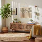 Boho Bobble Macrame Wall Hanging: The Azure Tassel Tapestry