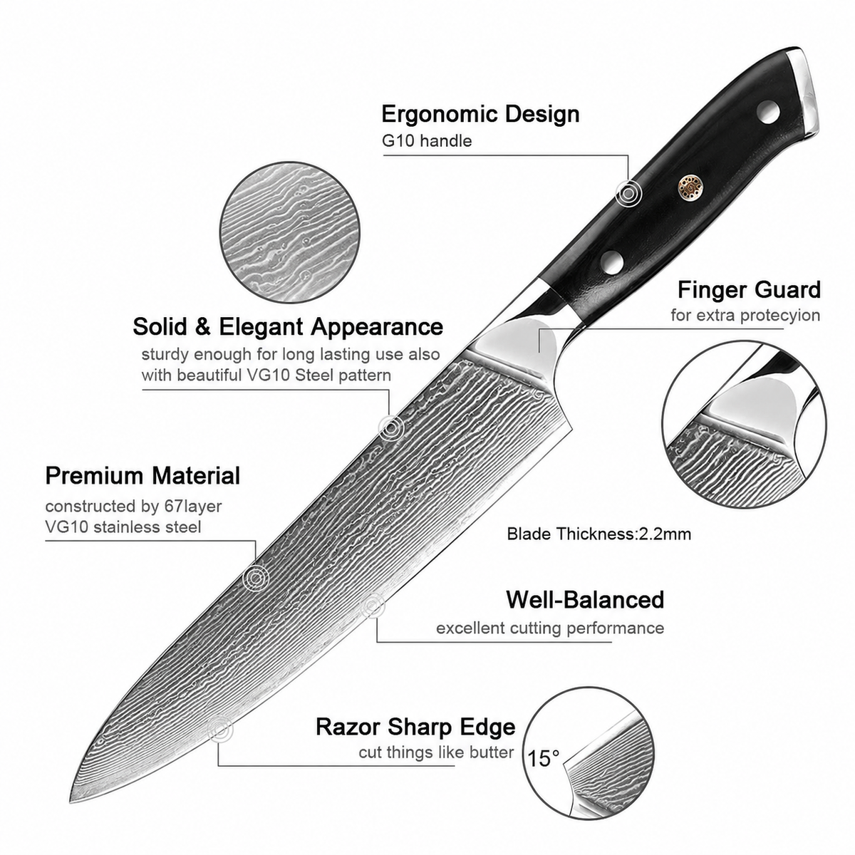 Premium 8-Piece VG10 Japanese Steel Knife Set – 67-Layer Kitchen Knives