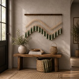 Verdant Tassel Fibre Wall Art – Handwoven Boho Beaded Hanging