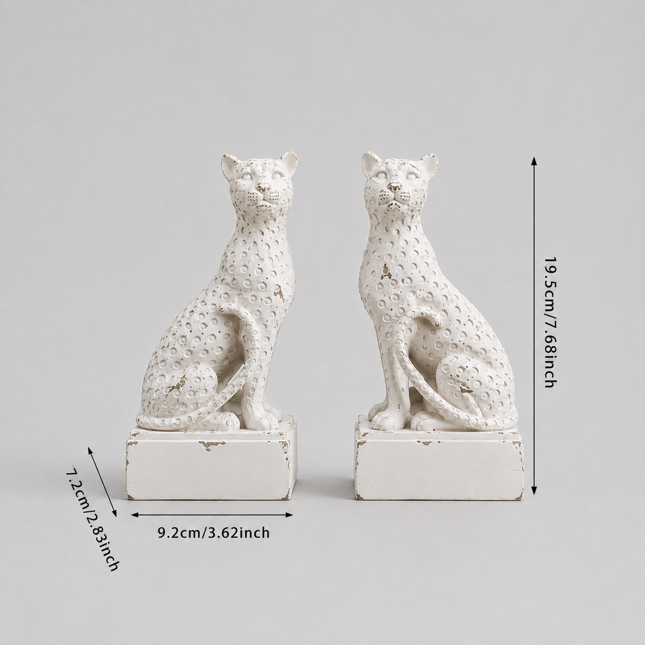 Lumière White Leopard Resin Bookends – Vintage Animal Bookend Pair