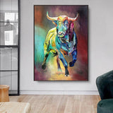 Abstract Colorful Bull Canvas Wall Art - Fansee Australia