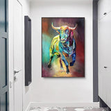 Abstract Colorful Bull Canvas Wall Art - Fansee Australia