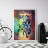 Abstract Colorful Bull Canvas Wall Art - Fansee Australia