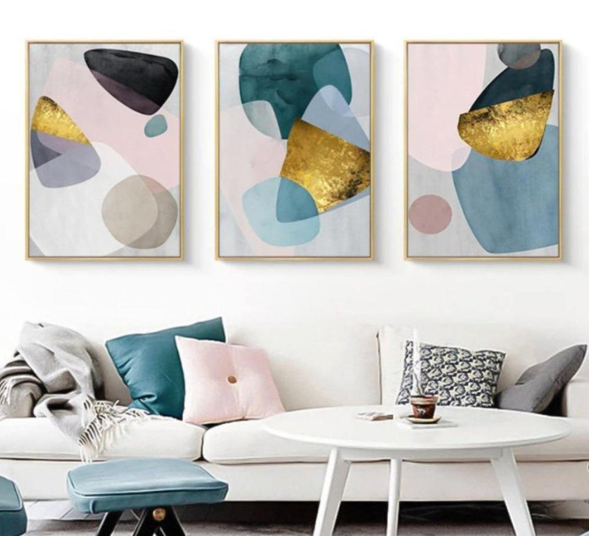 Abstract Gold Foil Wall Art Prints - Set of 3 (50x70cm) - Fansee Australia