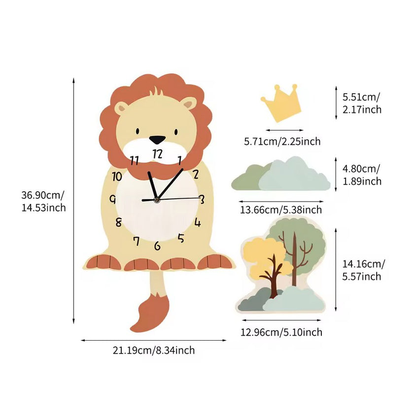 Adorable Lion Silent Nursery Room Wall Clock - Fansee Australia