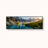 Modern living room with white sofa, round coffee table, and mountain landscape wall art - Fansee Australia
