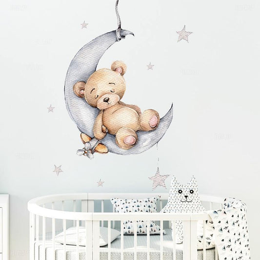Bear Sleeping On The Moon Wall Stickers - Fansee Australia
