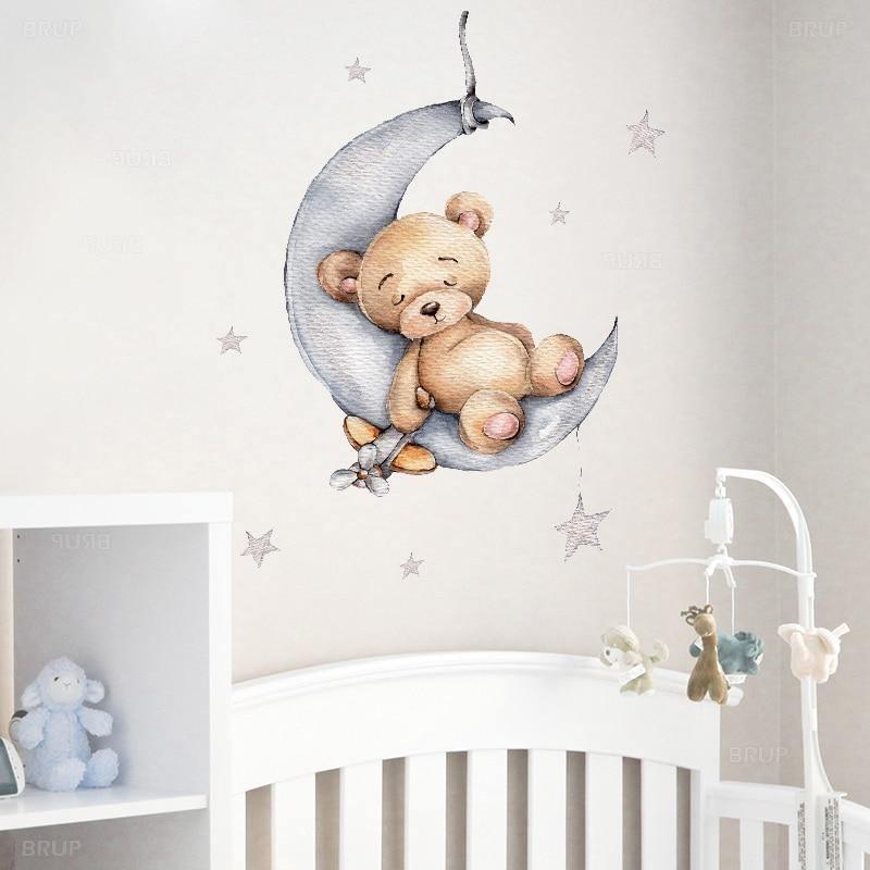 Bear Sleeping On The Moon Wall Stickers - Fansee Australia