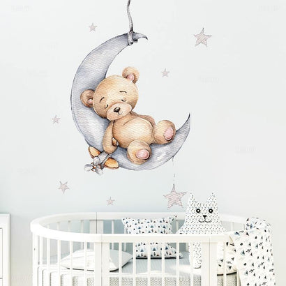 Bear Sleeping On The Moon Wall Stickers - Fansee Australia